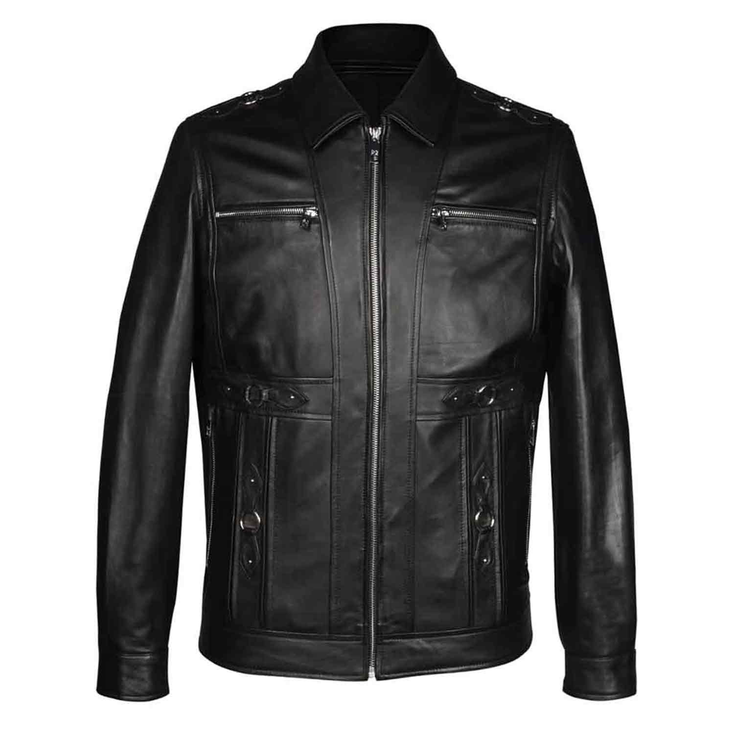 Saint Benjo Black Leather Men's Jacket - Image 2