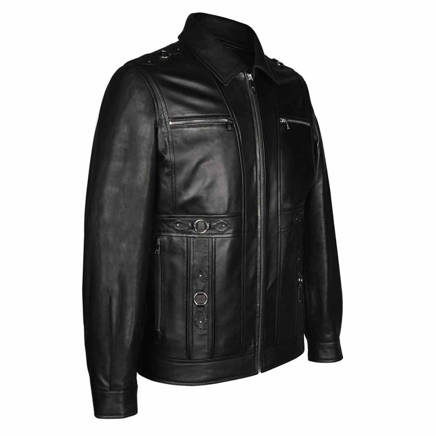 Saint Benjo Black Leather Men's Jacket - Image 3