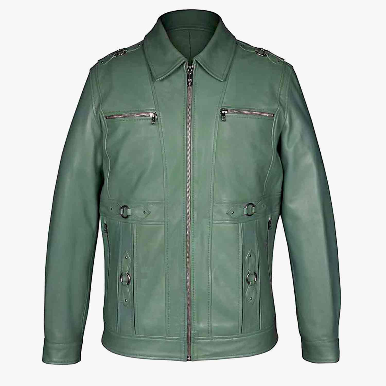 Saint Benjo Turquoise Leather Men's Jacket - Image 2