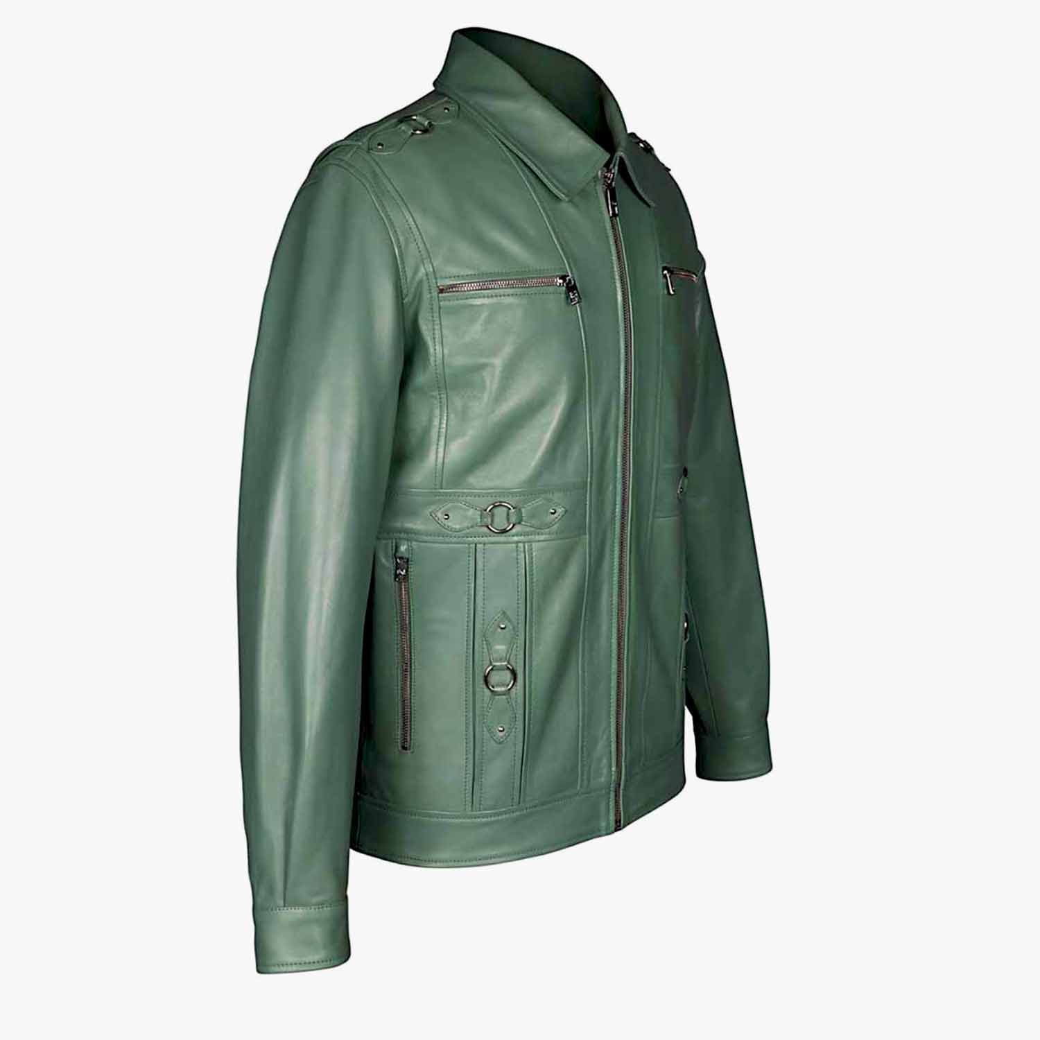 Saint Benjo Turquoise Leather Men's Jacket - Image 3