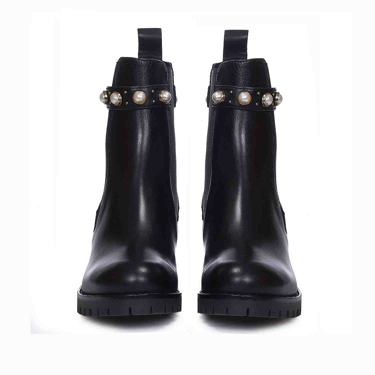 Saint Bennet Imitation Pearl Embellished Leather Chelsea Bootie - Image 5