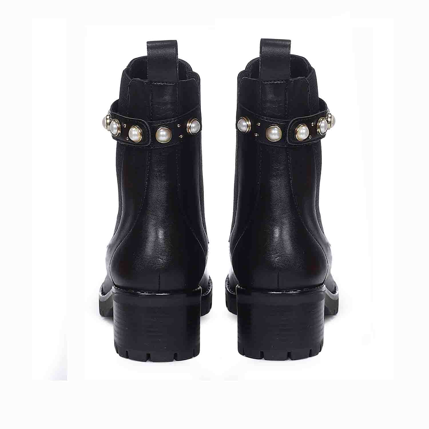 Saint Bennet Imitation Pearl Embellished Leather Chelsea Bootie - Image 6