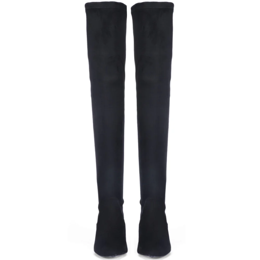 Saint Benoite Black Stretch Suede Thigh High Boots - Image 4