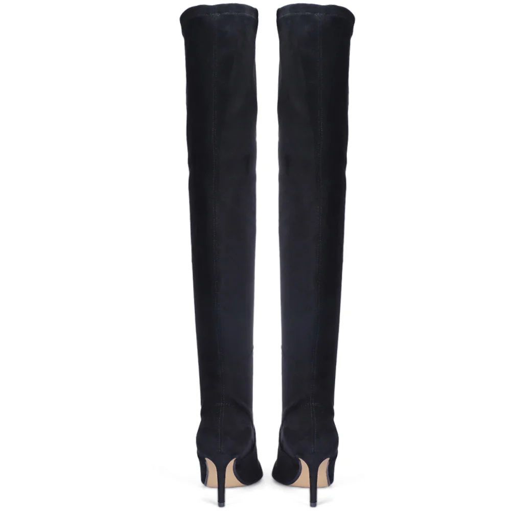 Saint Benoite Black Stretch Suede Thigh High Boots - Image 5