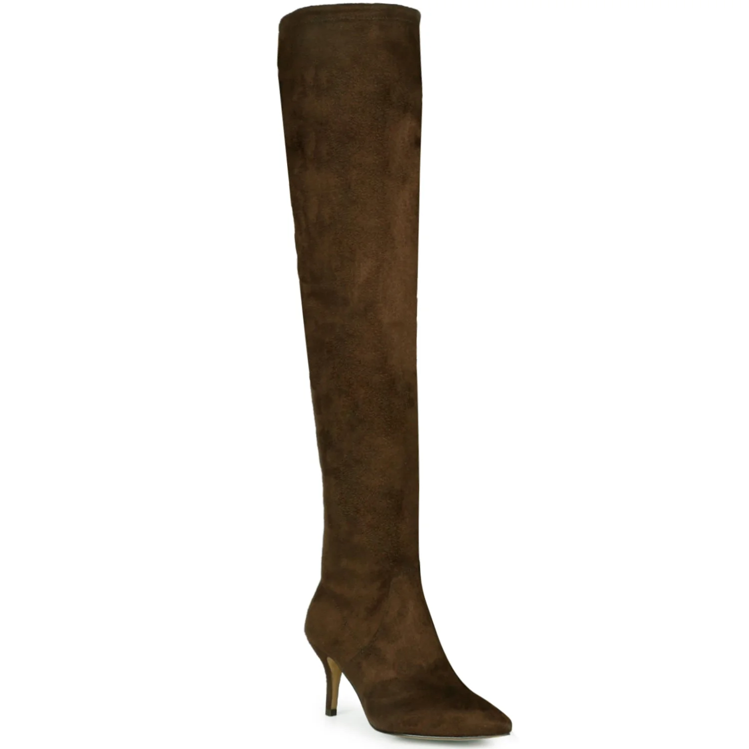 Saint Benoite Brown Stretch Suede Thigh High Boots - Image 3