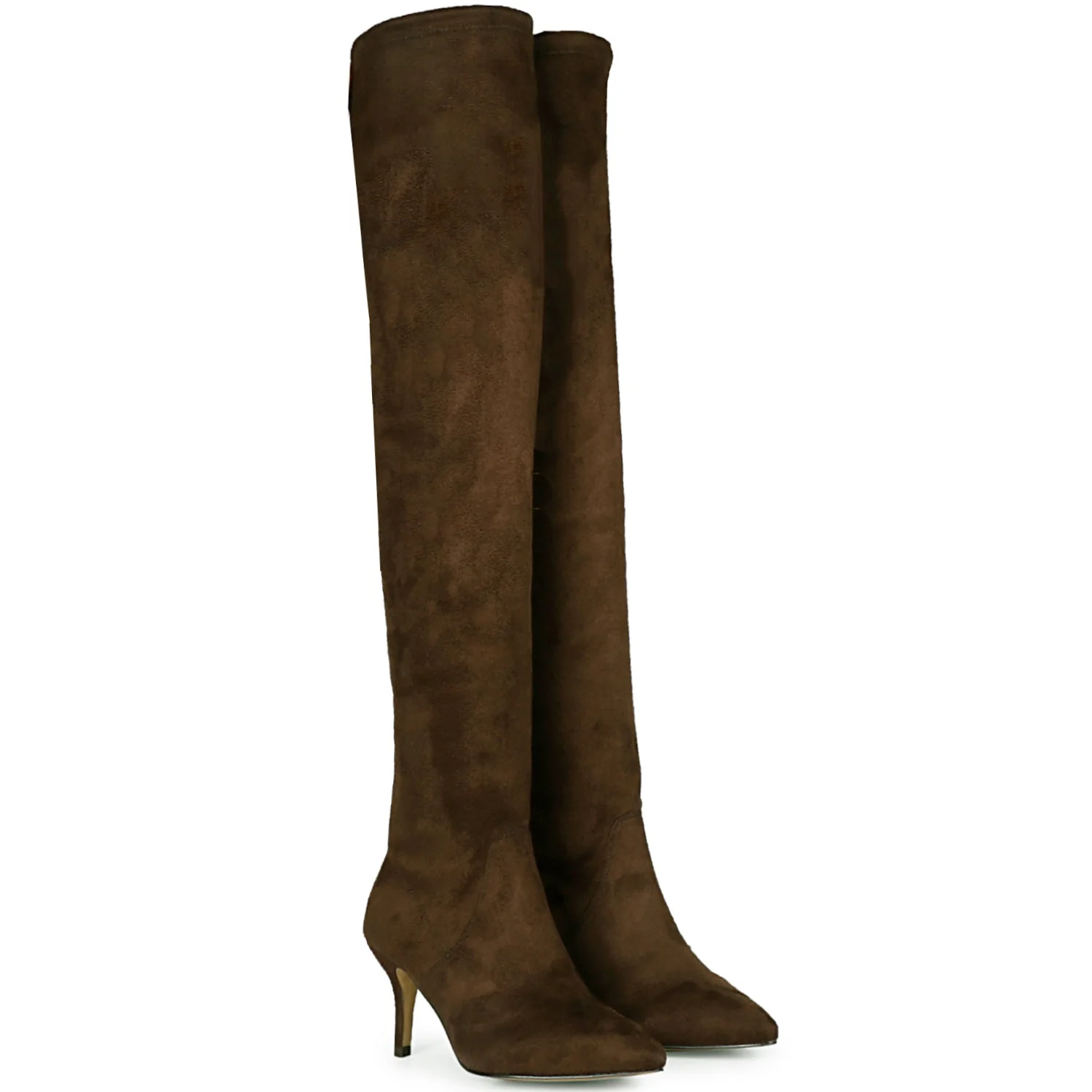 Saint Benoite Brown Stretch Suede Thigh High Boots - Image 8