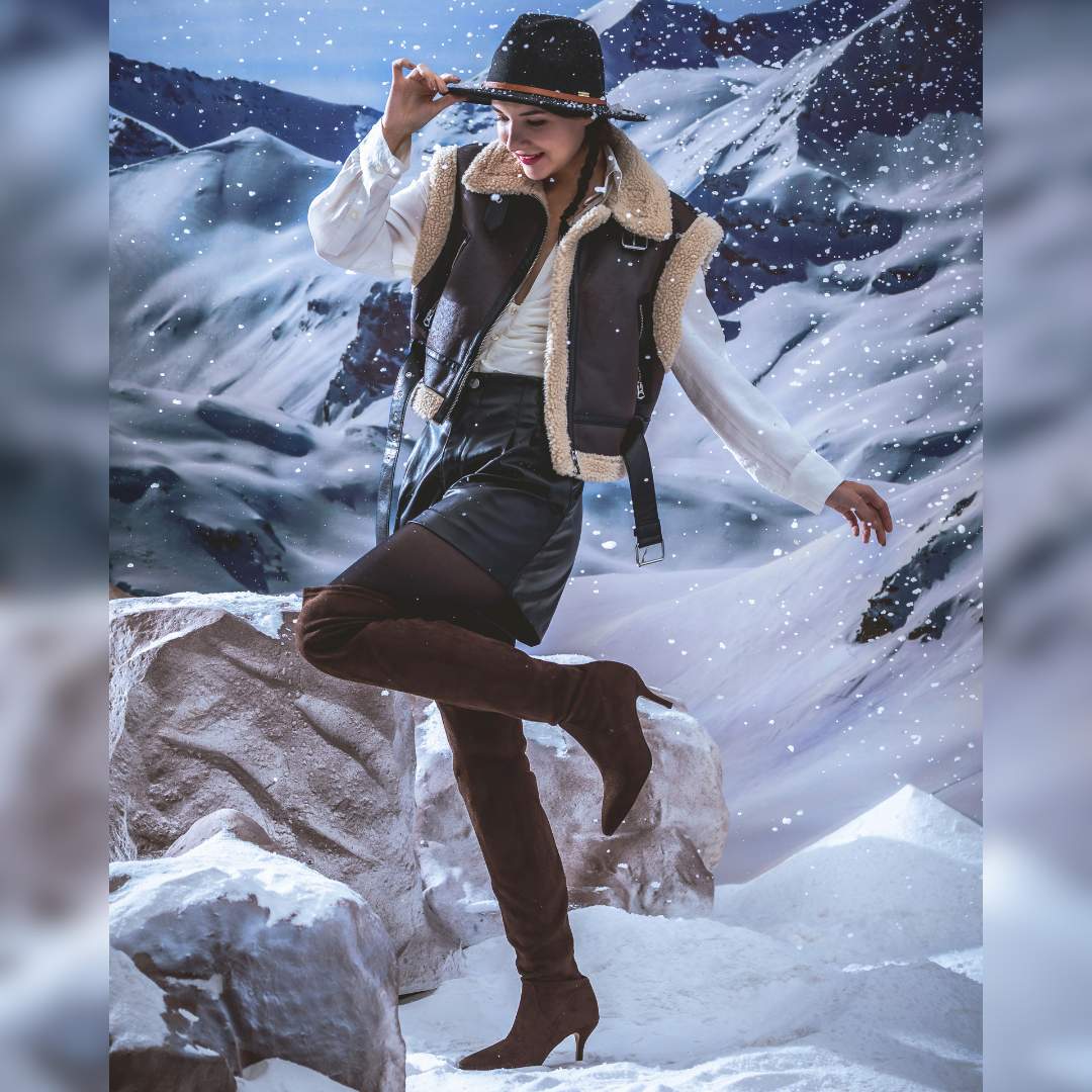 Saint Benoite Brown Stretch Suede Thigh High Boots - Image 9