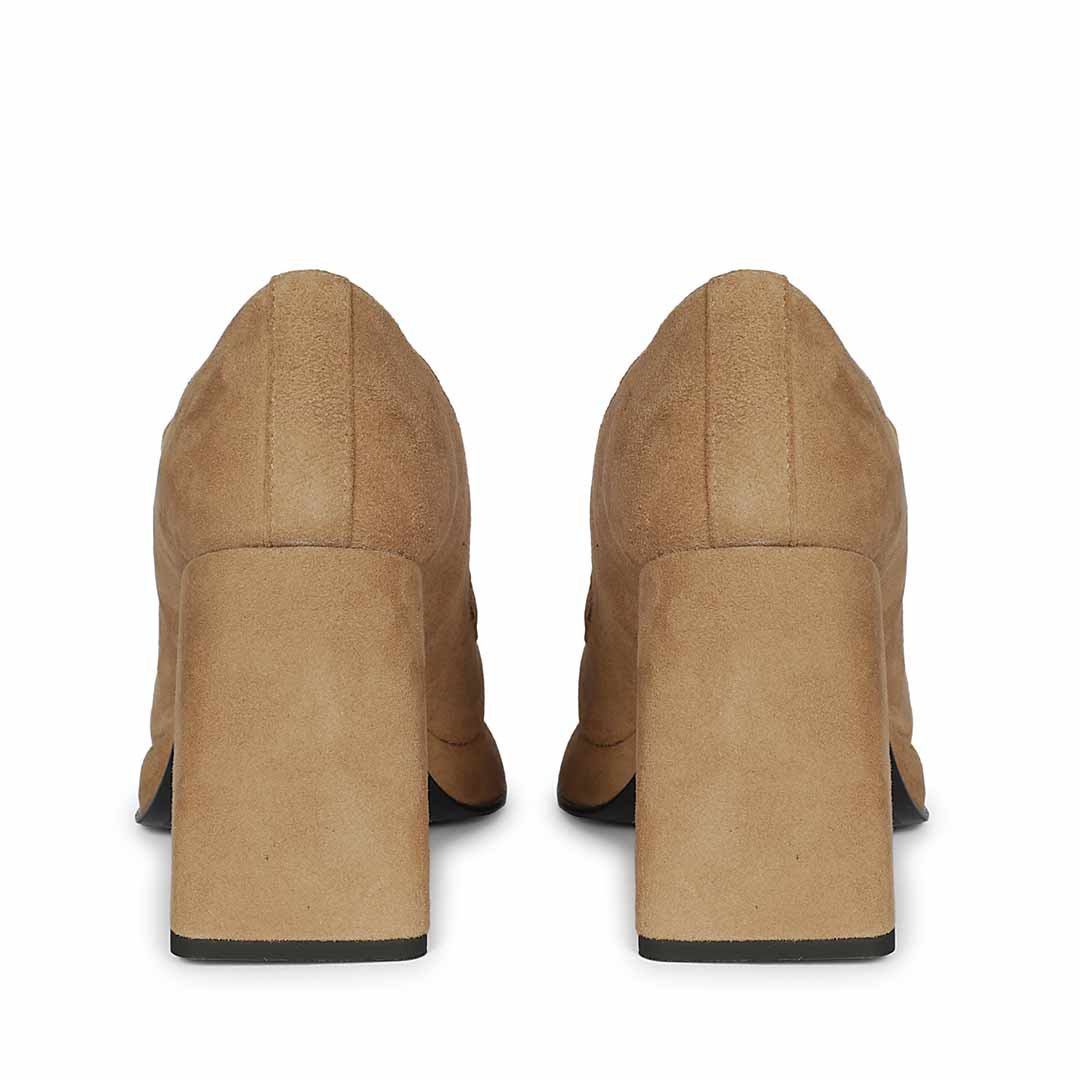 Saint Benoîte Chain Link Taupe Suede Leather Moccasins - Image 5