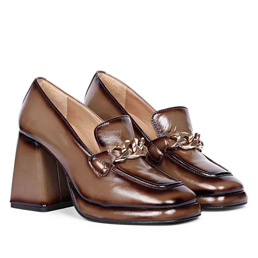 Saint Benoîte Taupe Patent Leather Handcrafted Moccasins - Image 3