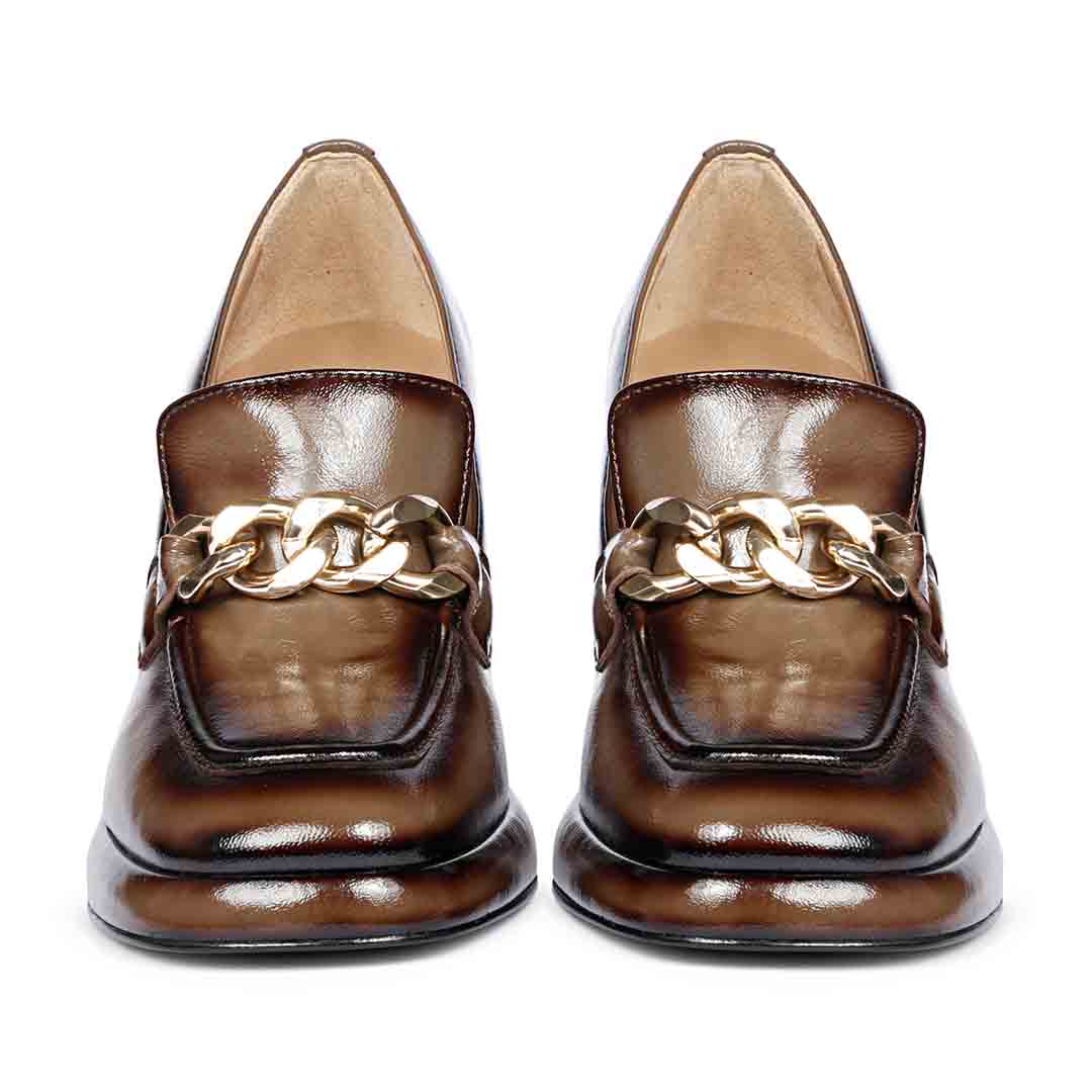 Saint Benoîte Taupe Patent Leather Handcrafted Moccasins - Image 5