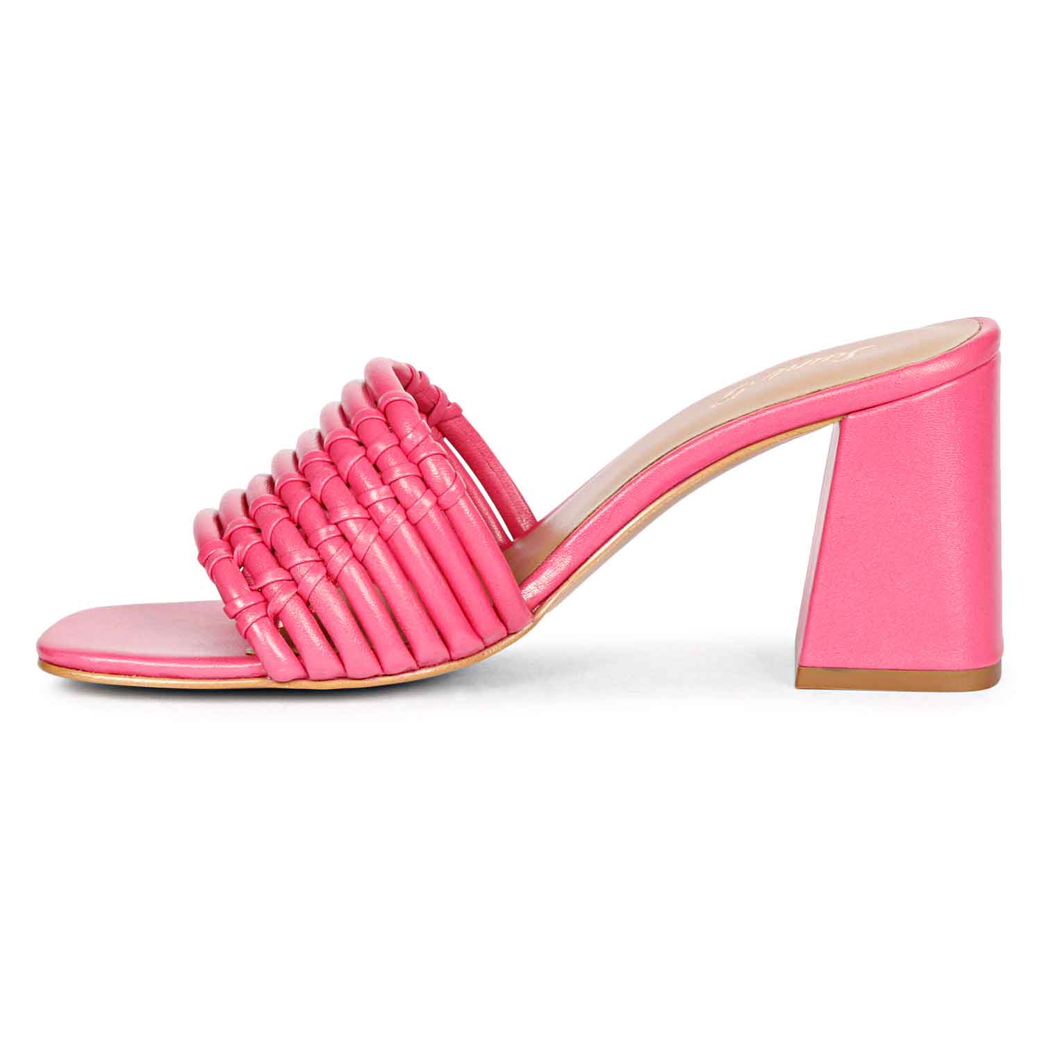 Saint Bethany Strappy Hot Pink Leather Block Heels - Image 4