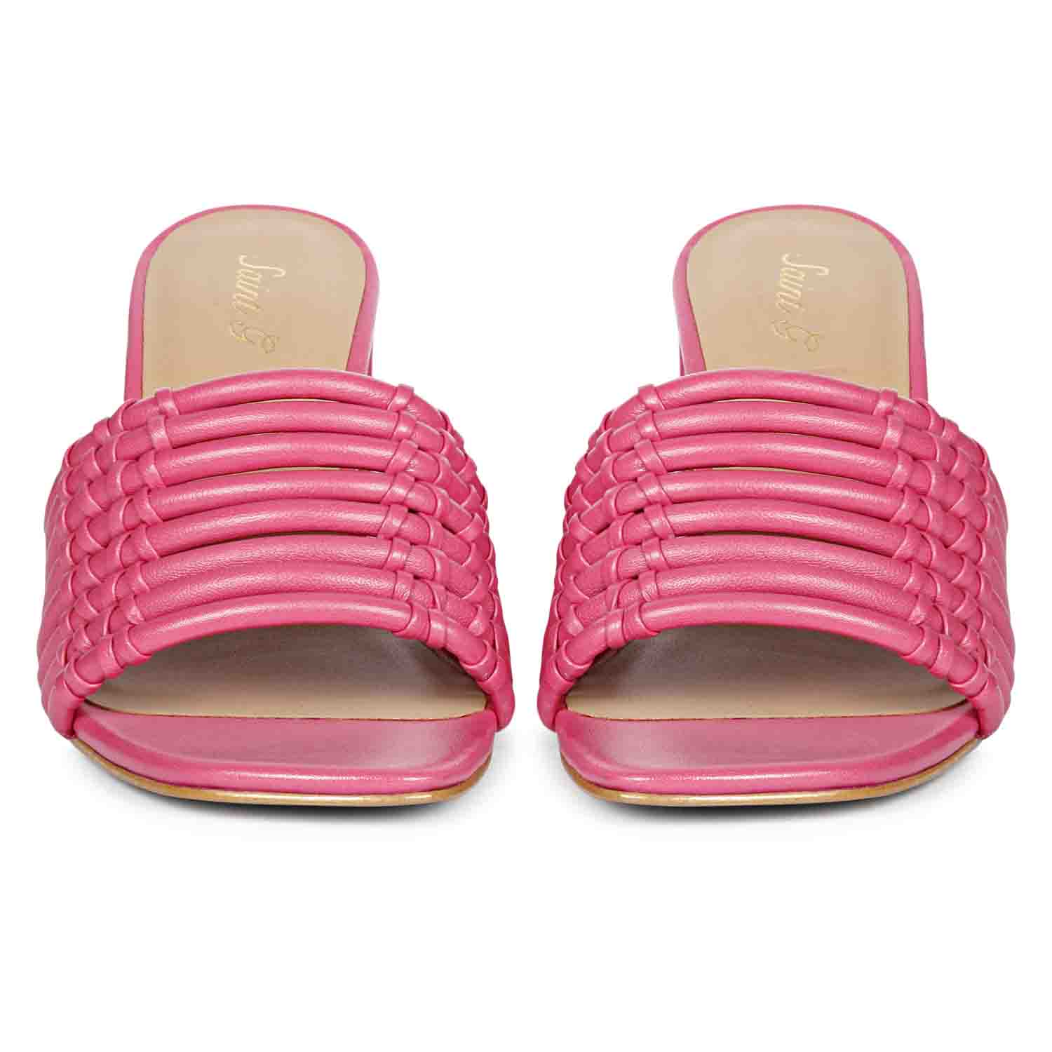 Saint Bethany Strappy Hot Pink Leather Block Heels - Image 5