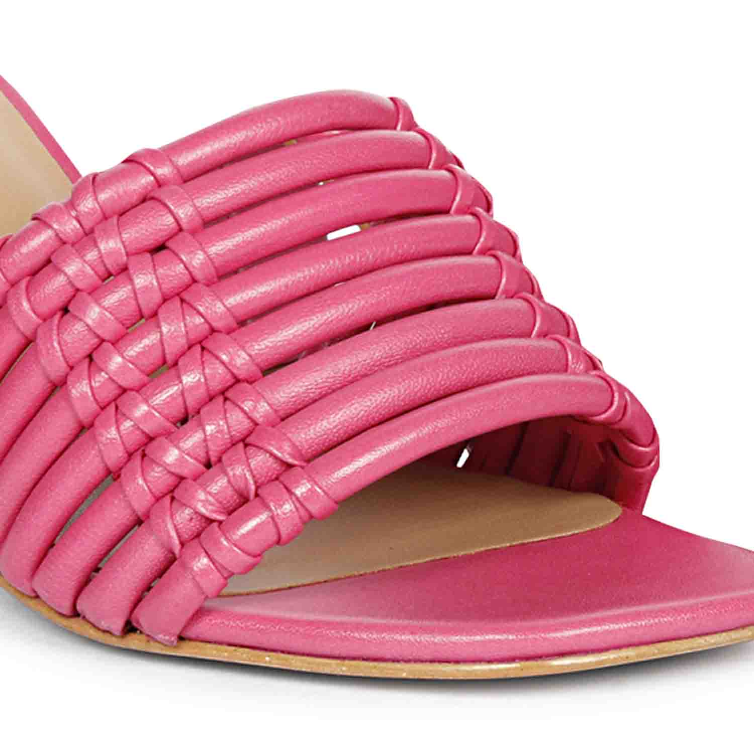 Saint Bethany Strappy Hot Pink Leather Block Heels - Image 8