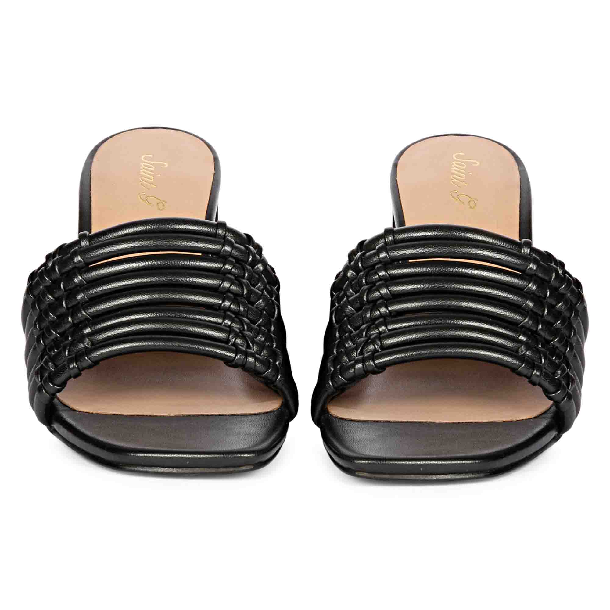Saint Bethany Strappy Black Leather Block Heels - Image 5
