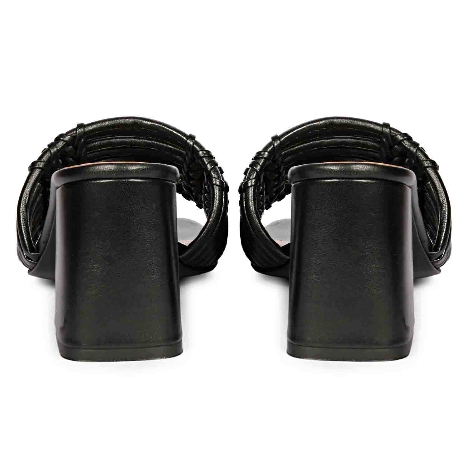 Saint Bethany Strappy Black Leather Block Heels - Image 6