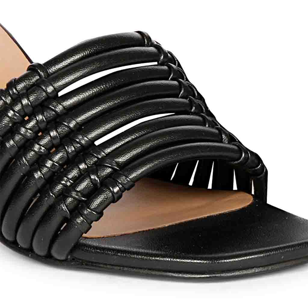 Saint Bethany Strappy Black Leather Block Heels - Image 8