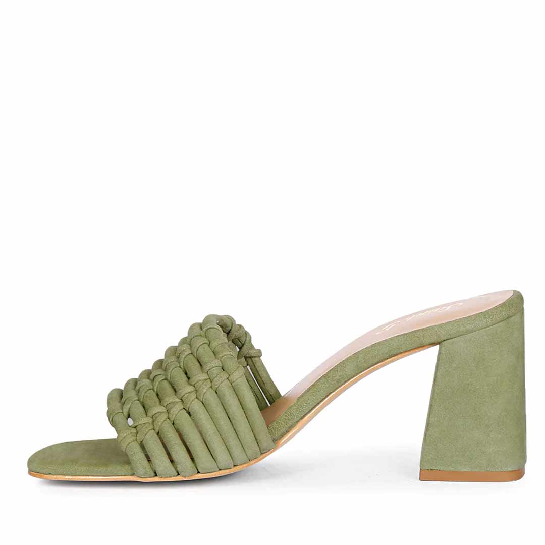 Saint Bethany Strappy Safari Suede Leather Block Heels - Image 4
