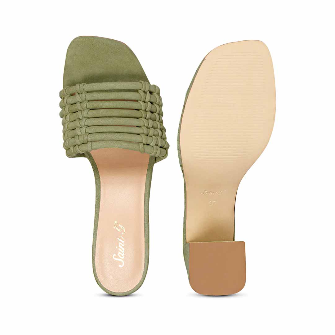 Saint Bethany Strappy Safari Suede Leather Block Heels - Image 7