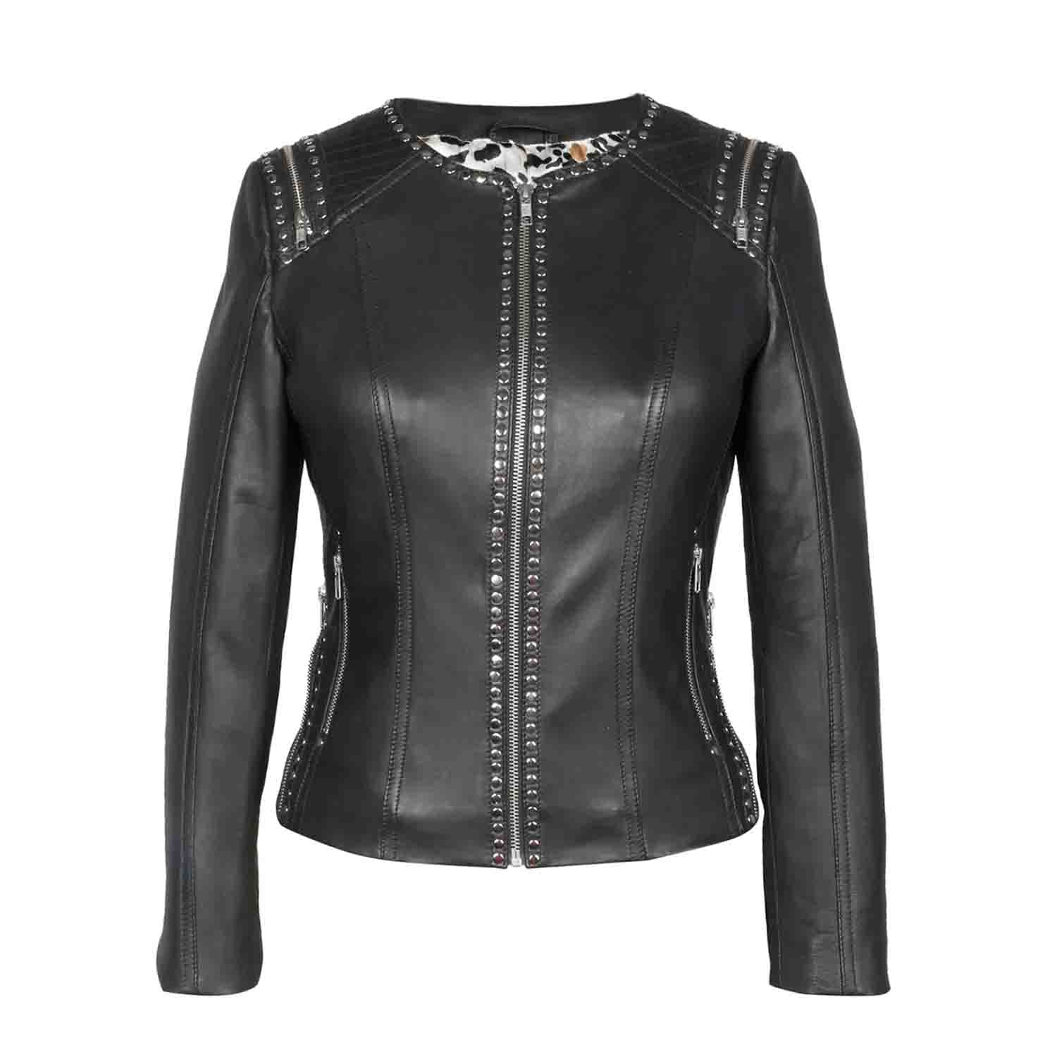 Saint Bethany Studded Black Leather Womens Jacket - Image 5