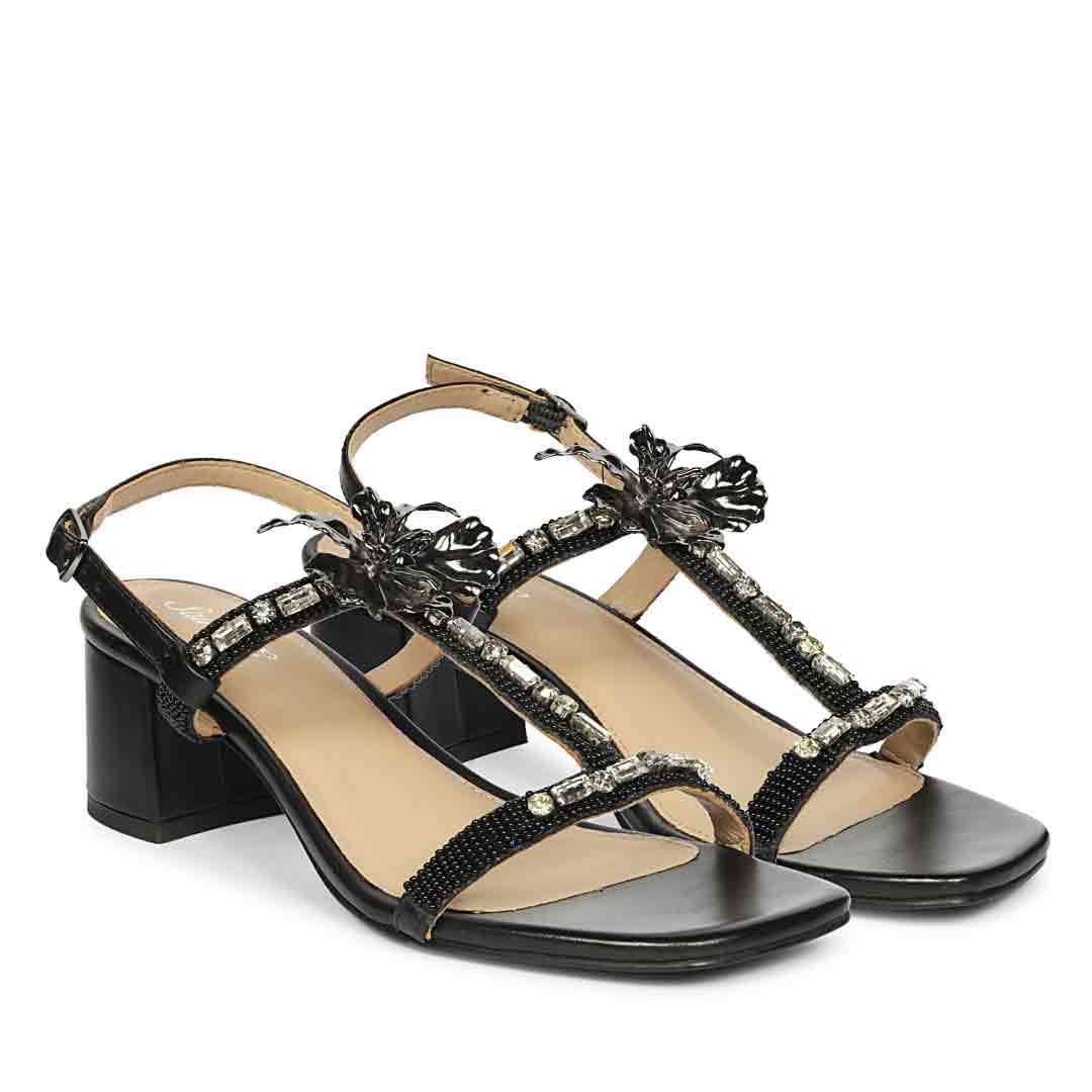Saint Black Leather Block Heel - Image 3