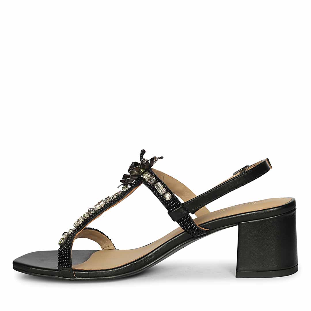 Saint Black Leather Block Heel - Image 4