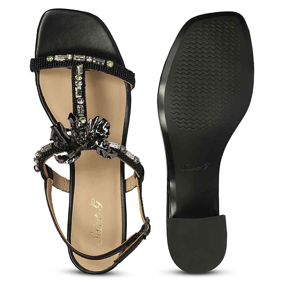 Saint Black Leather Block Heel - Image 7