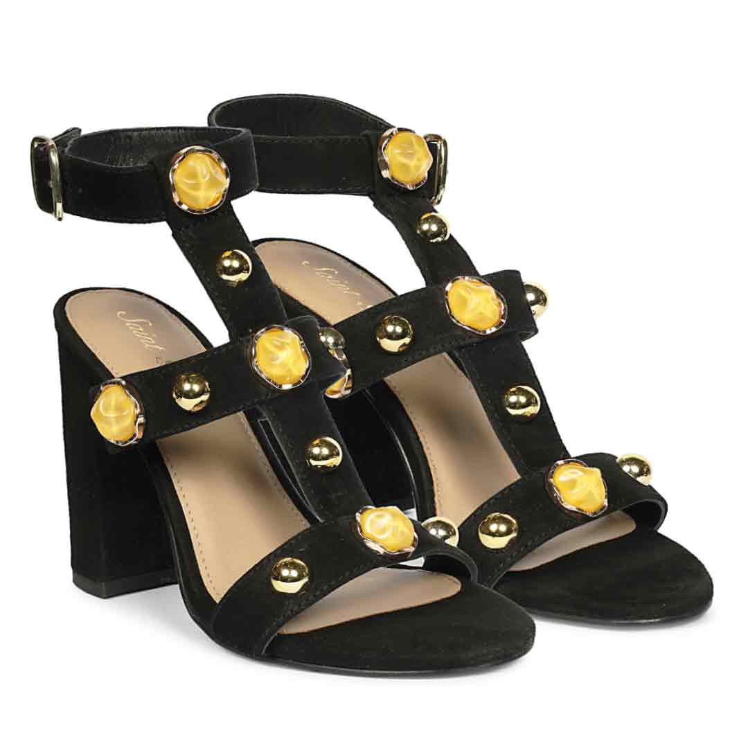 Saint Black Leather Block Heels - Image 2