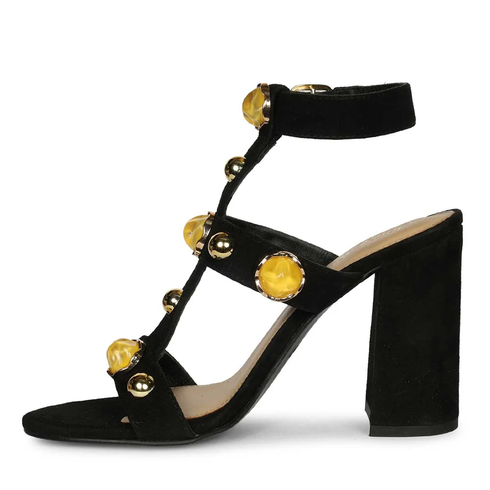 Saint Black Leather Block Heels - Image 3