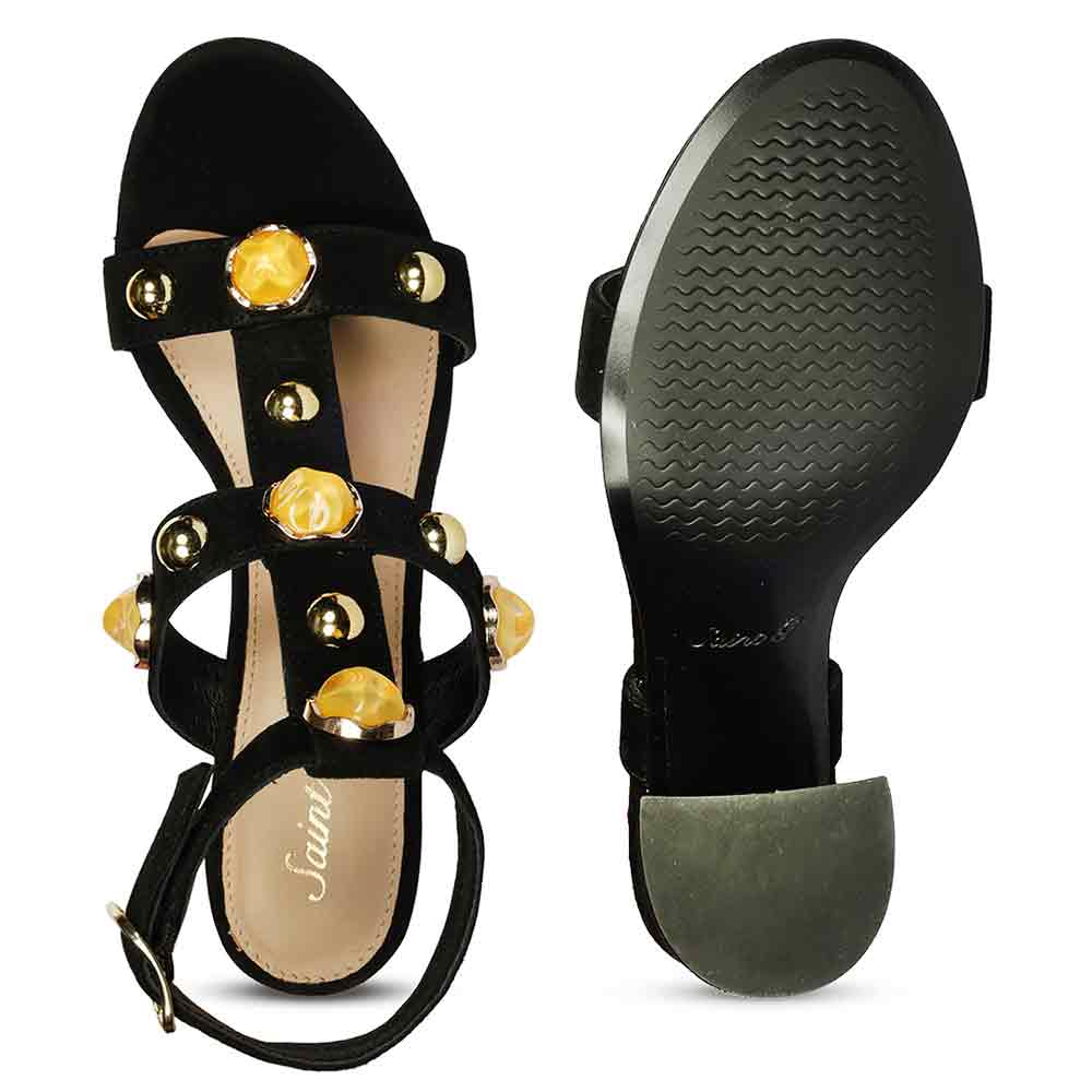 Saint Black Leather Block Heels - Image 6