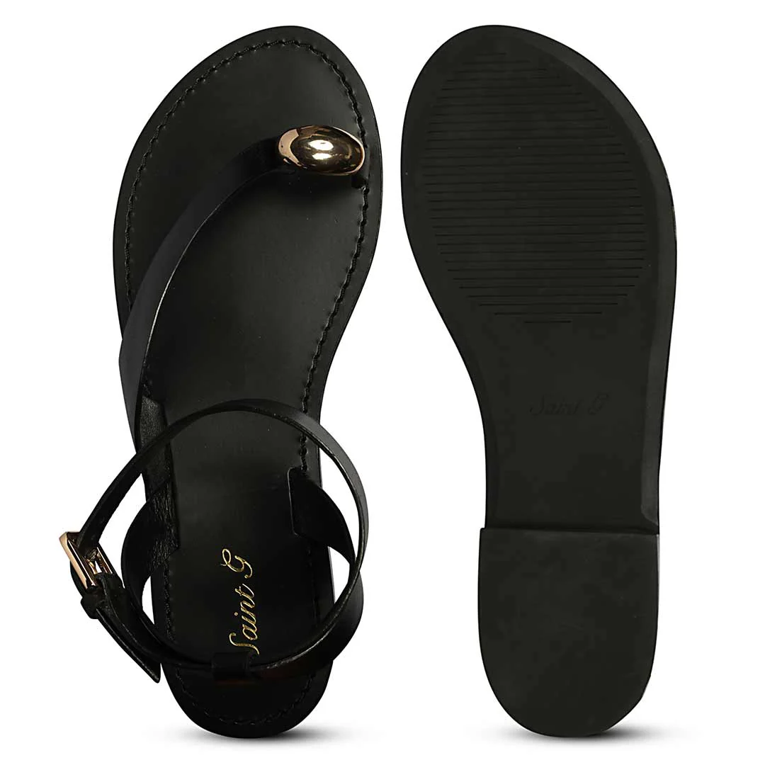 Saint Black Leather Flat - Image 6