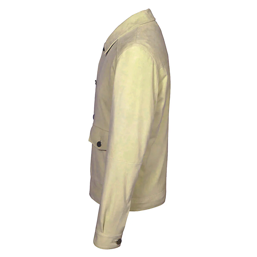 Saint Boris Off White Leather Men's Jacket With Collars - Image 4