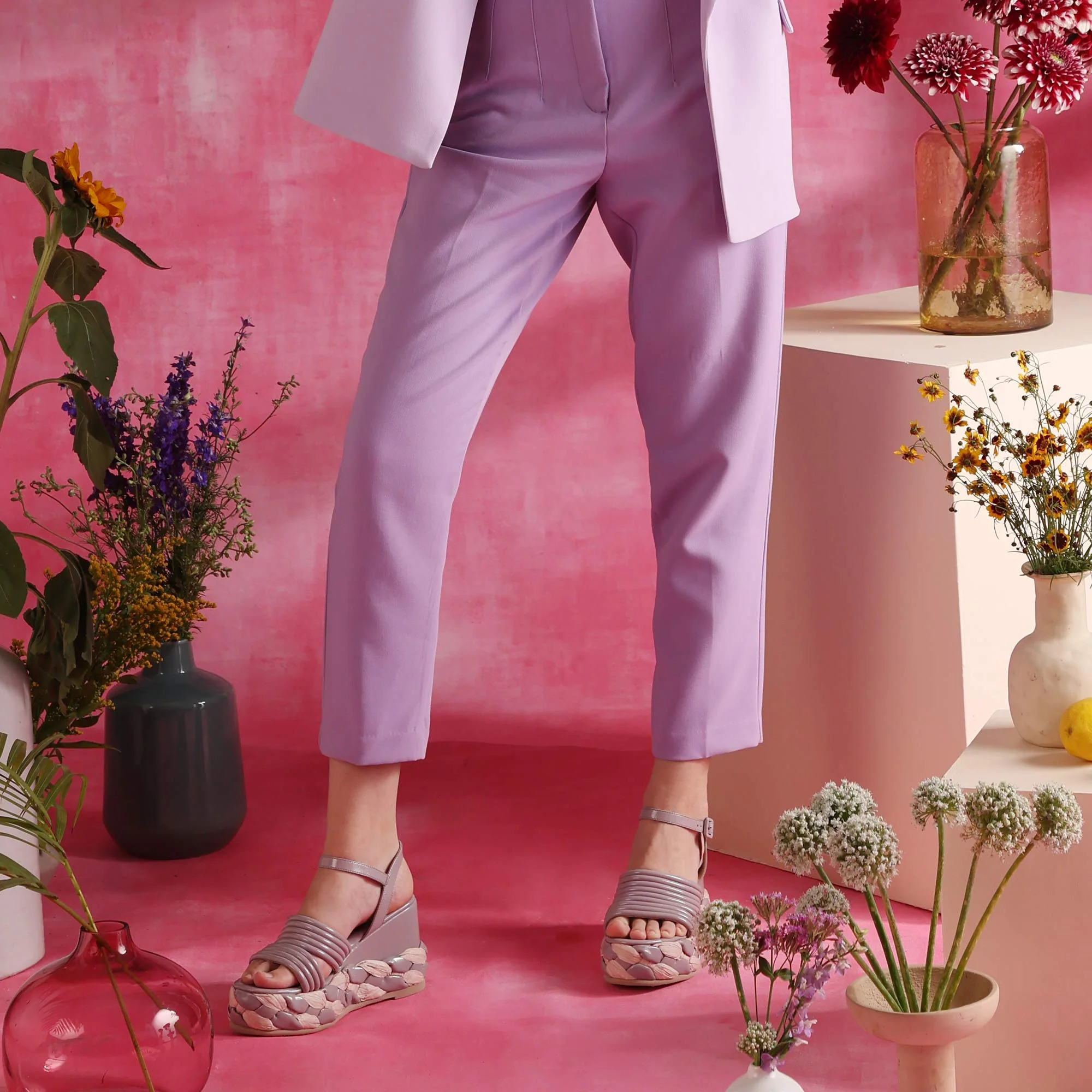 Saint Breanna Strap Embellished Lilac Leather Platform Sandals - Image 2