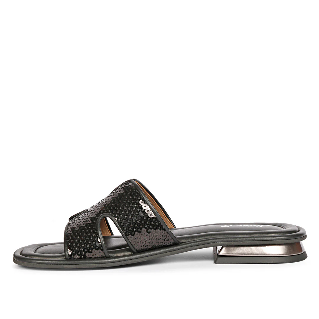 Saint Bria Sequin Black Leather Flats - Image 4