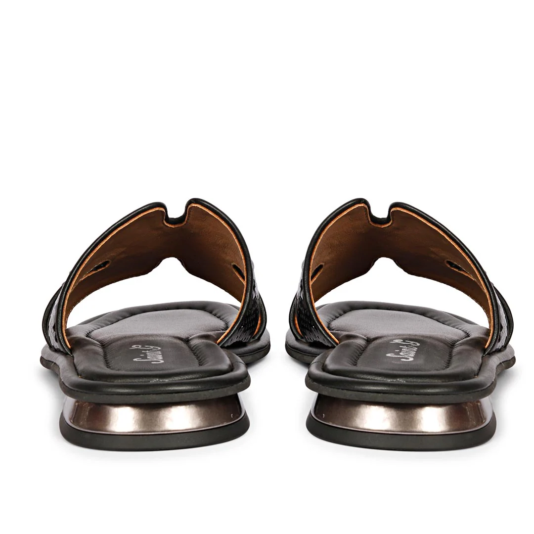 Saint Bria Sequin Black Leather Flats - Image 6