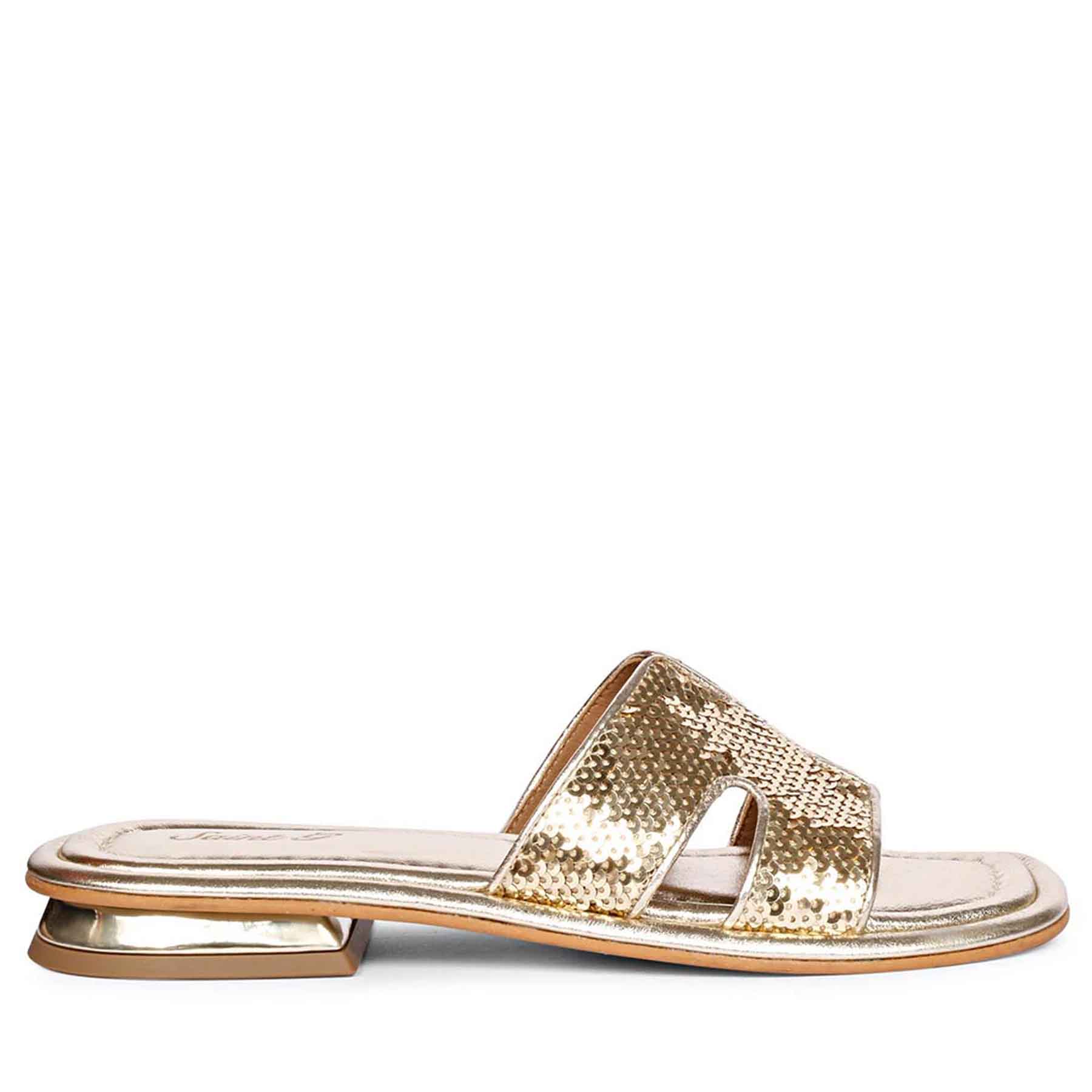Saint Bria Sequin Metallic Platin Leather Flats
