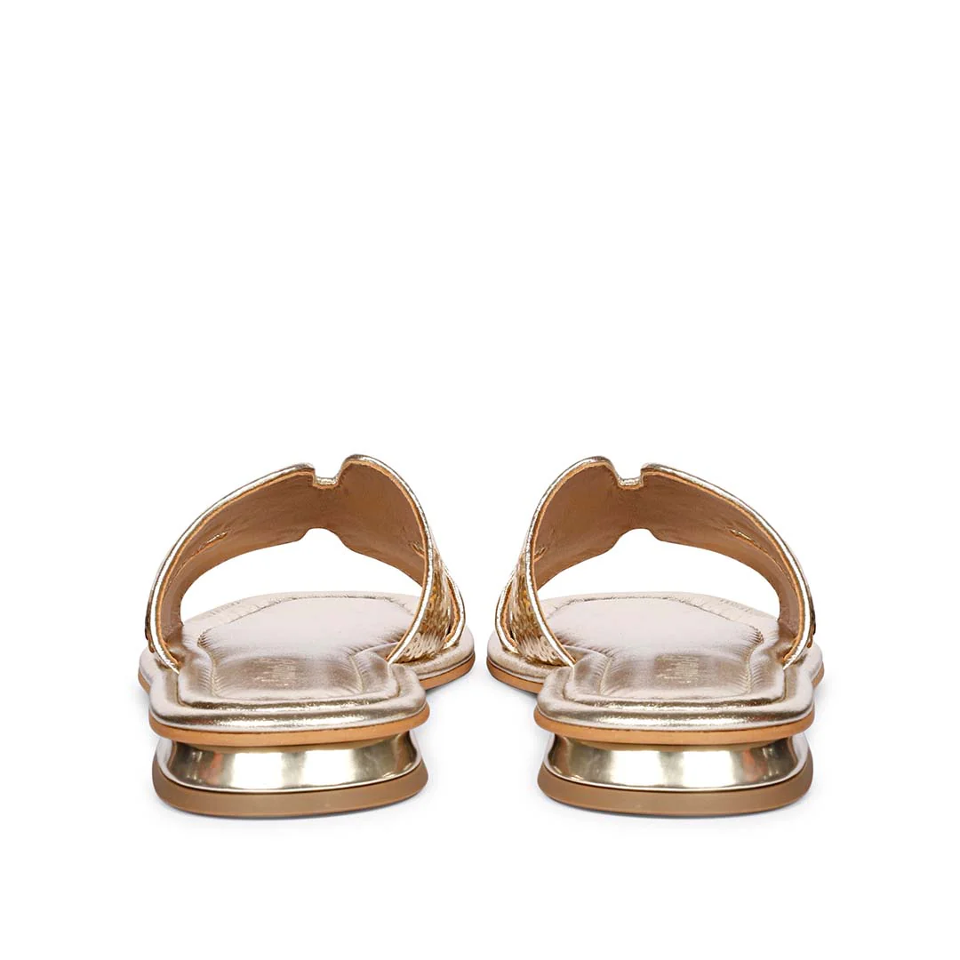 Saint Bria Sequin Metallic Platin Leather Flats - Image 6