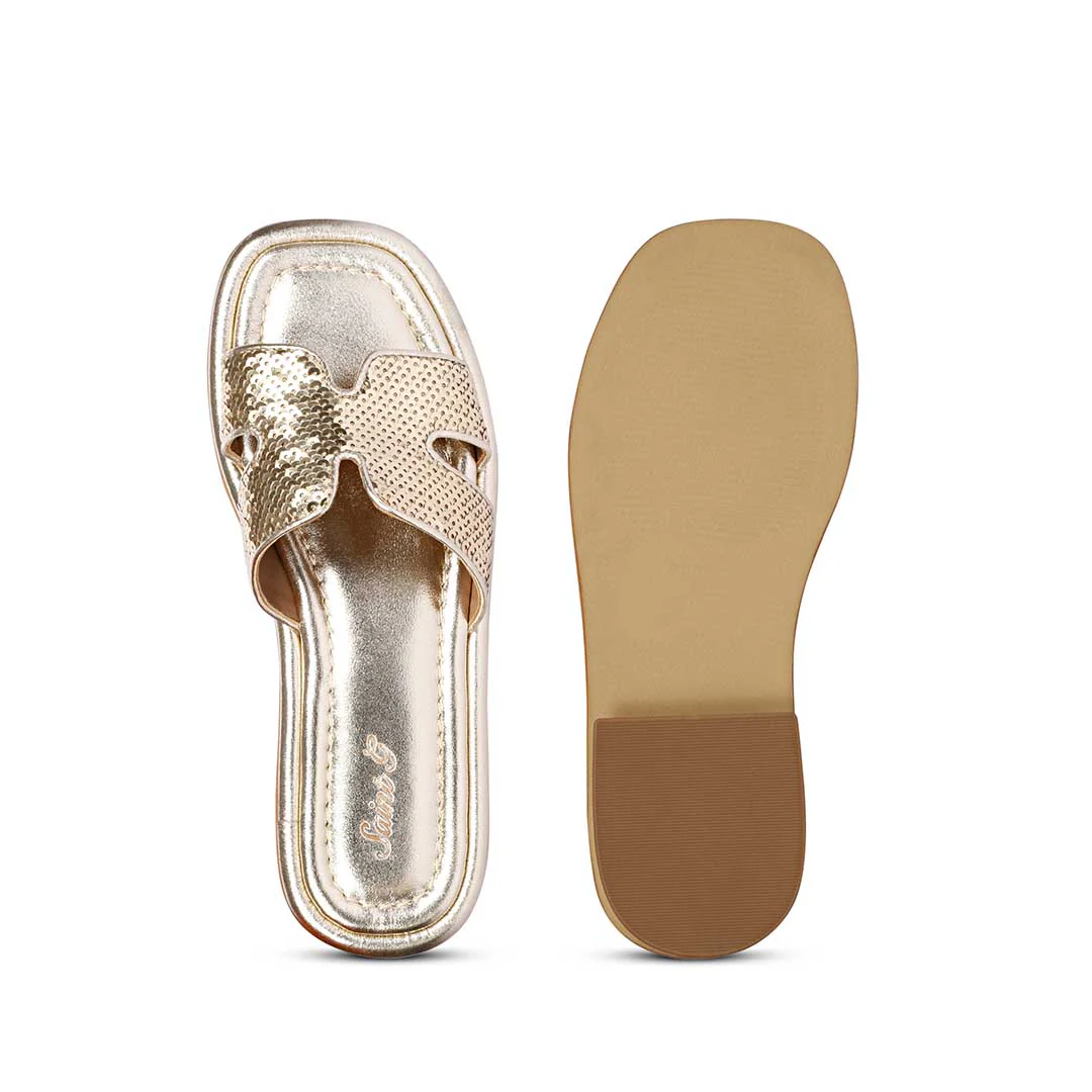 Saint Bria Sequin Metallic Platin Leather Flats - Image 7