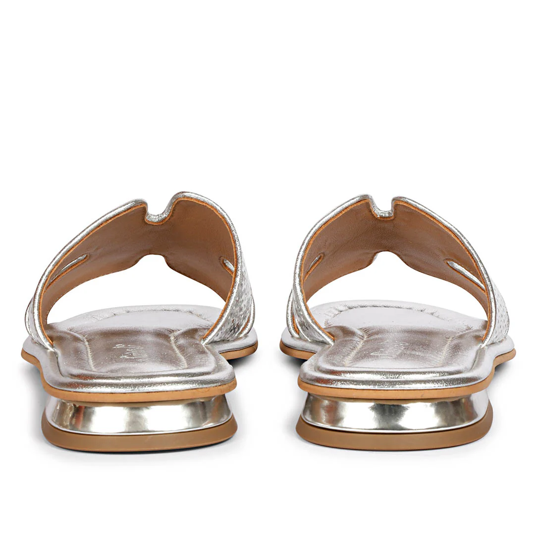 Saint Bria Sequin Silver Metallic Leather Flats - Image 6