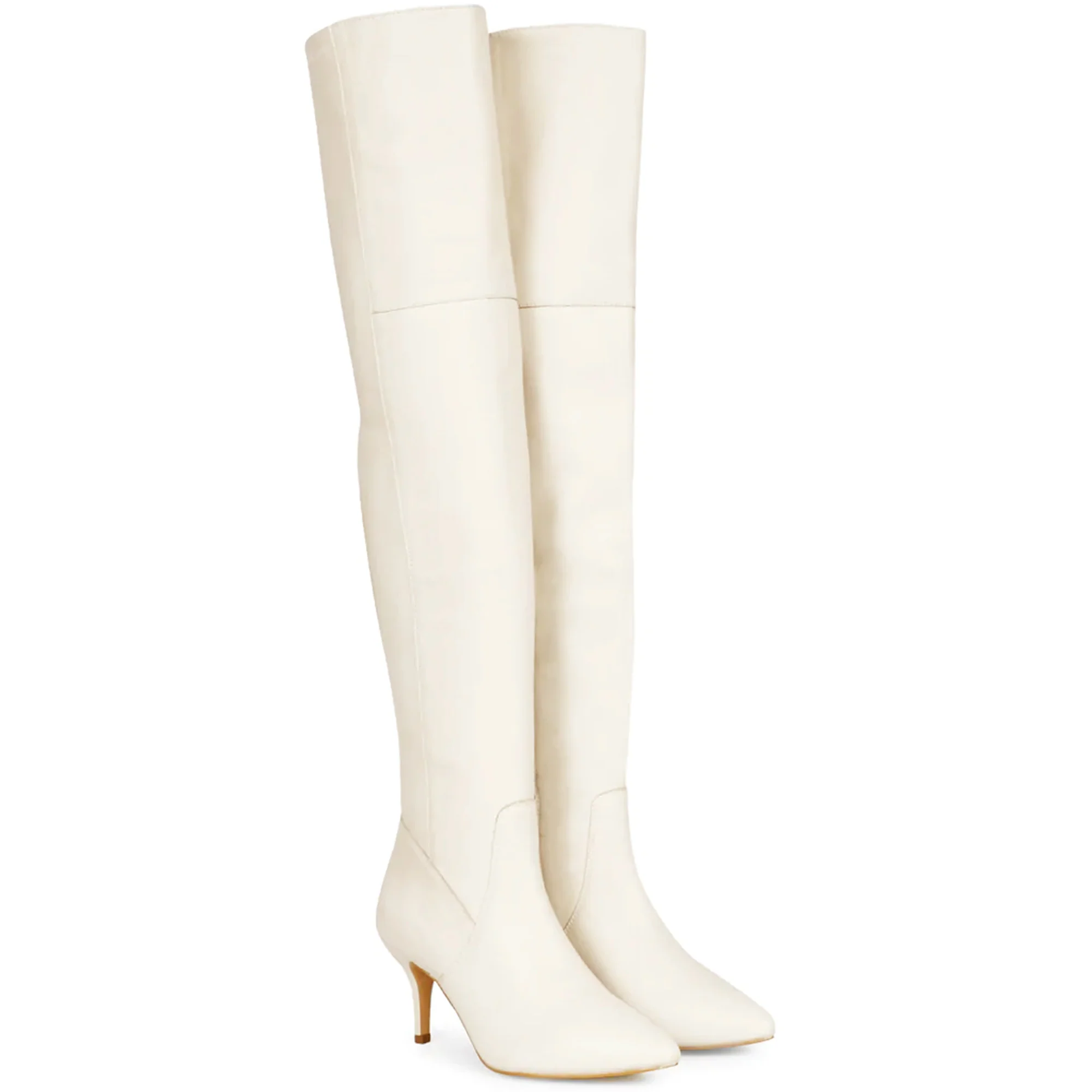 Saint Brigitte Off White Stretch Napa Thigh High Boots - Image 5