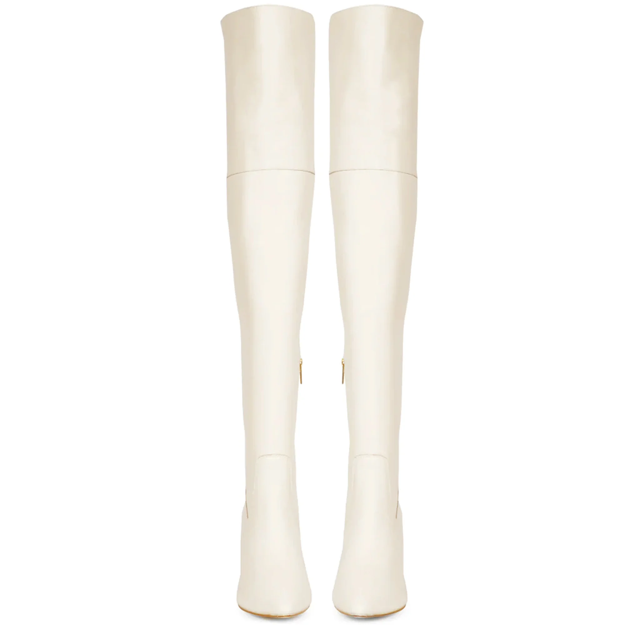 Saint Brigitte Off White Stretch Napa Thigh High Boots - Image 7