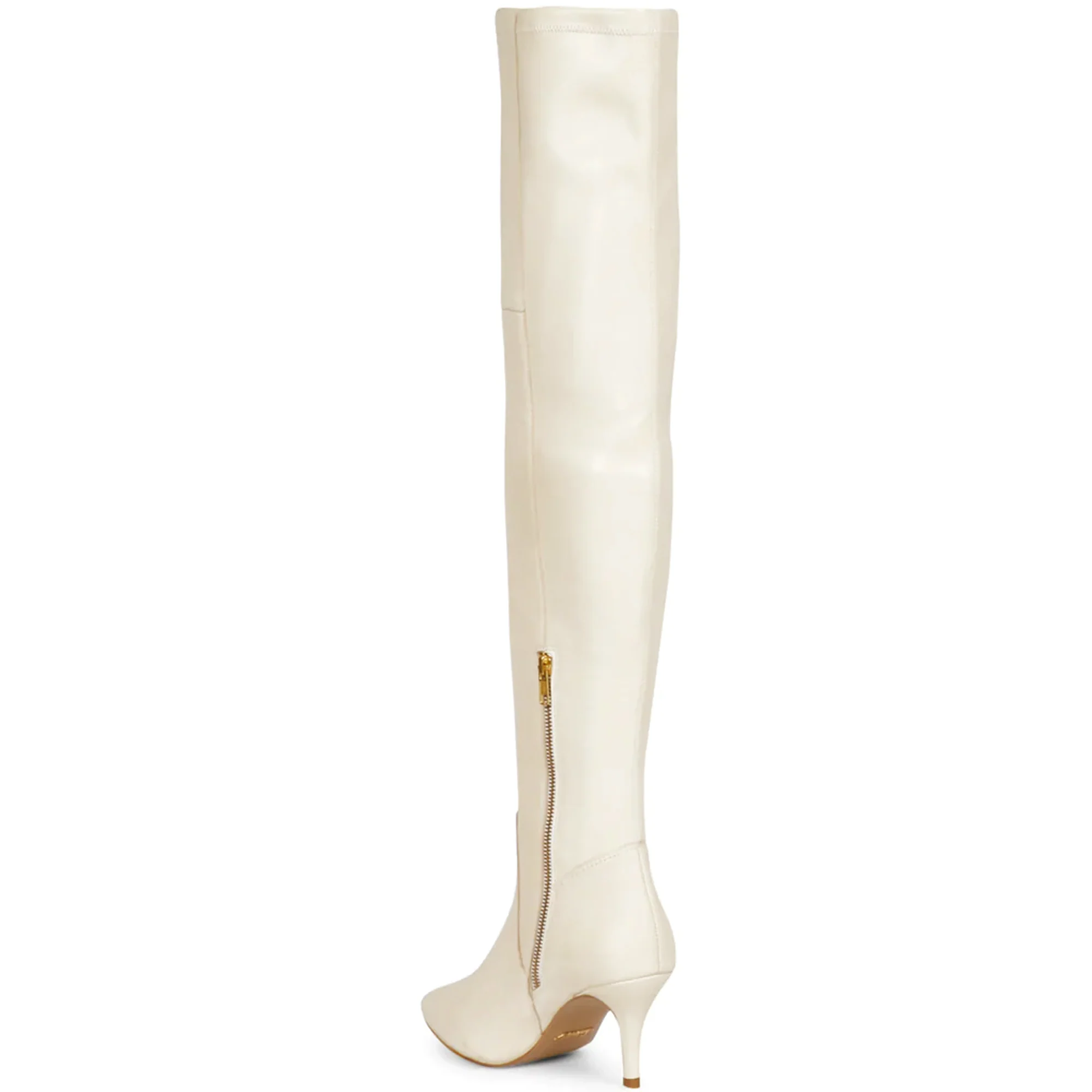 Saint Brigitte Off White Stretch Napa Thigh High Boots - Image 8