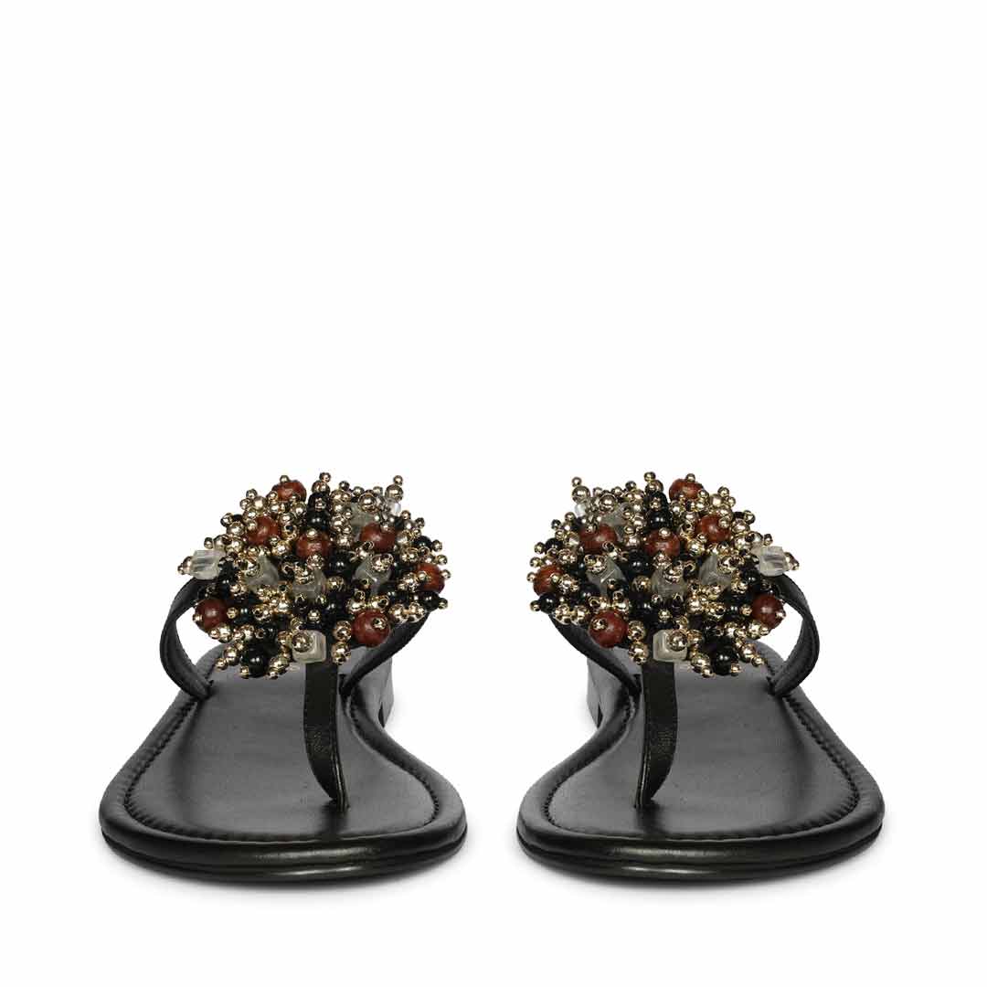 Saint Briony Jeweled Black Leather Flats - Image 5