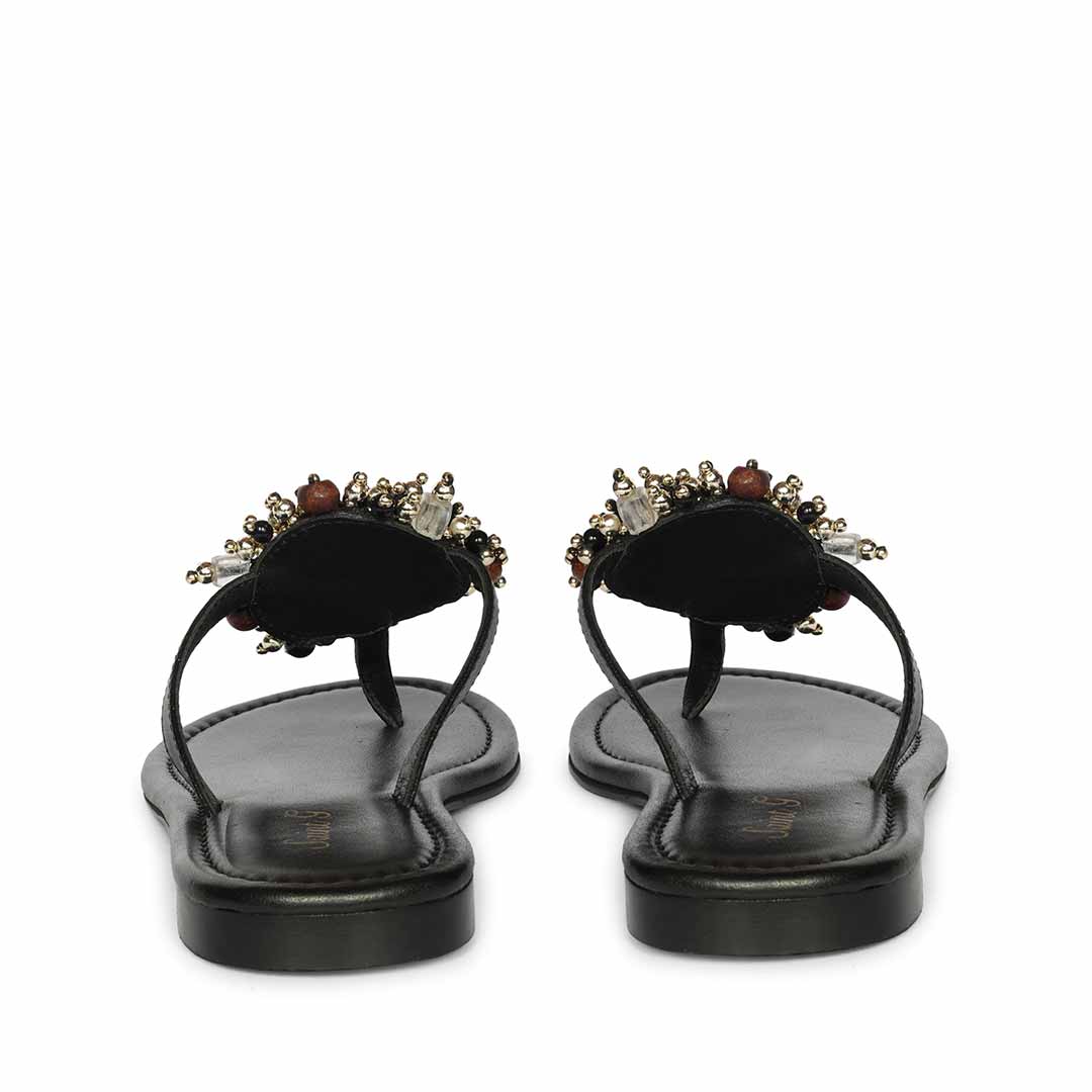 Saint Briony Jeweled Black Leather Flats - Image 6