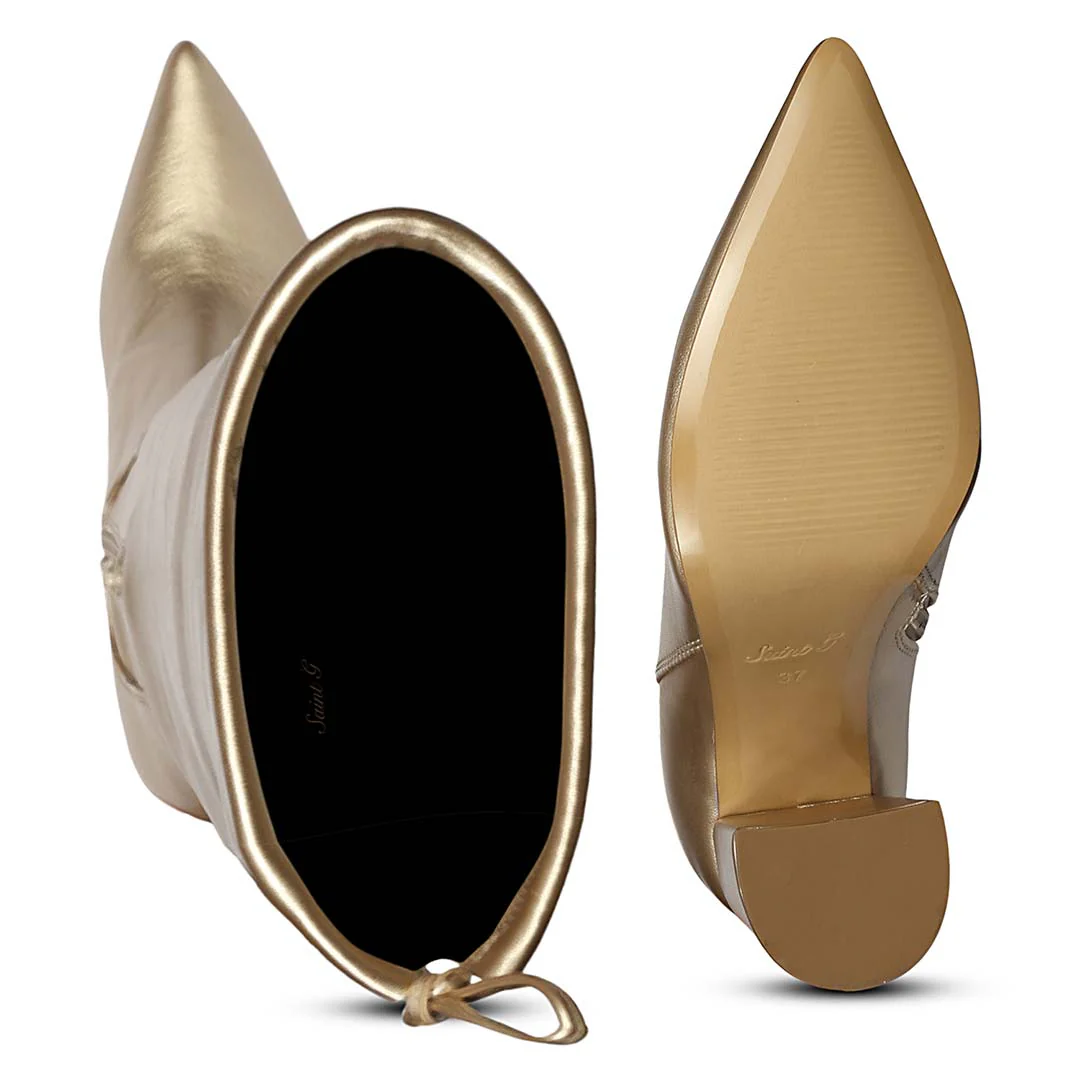Saint Amara Gold Stretch Napa thigh high Boots - Image 7
