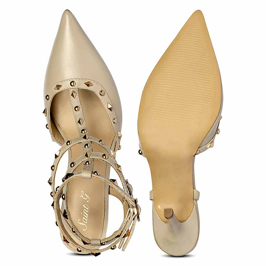 Saint Brittany Crystal Stone Nude Leather Stilettos - Image 6
