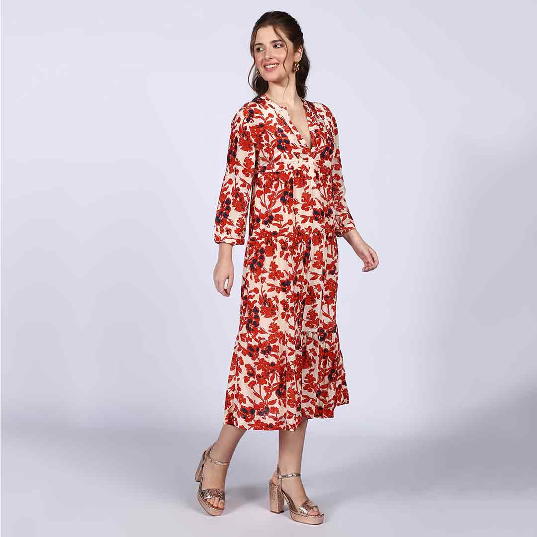Saint Brunella Womens Ivory Red Floral Maxi Dress - Image 3