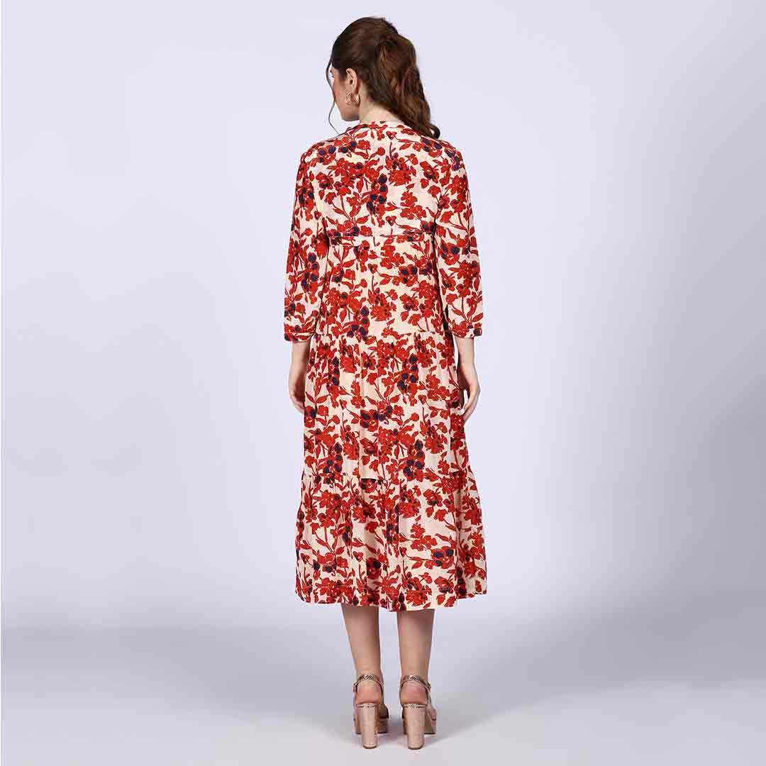 Saint Brunella Womens Ivory Red Floral Maxi Dress - Image 4