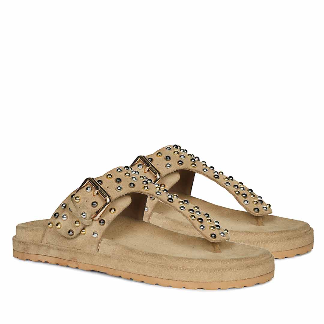 Saint Cappuccino Suede Leather Footbed Sandals - Image 2