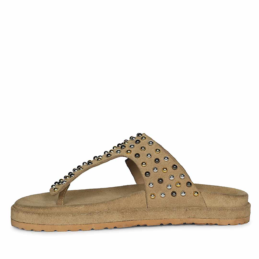 Saint Cappuccino Suede Leather Footbed Sandals - Image 3