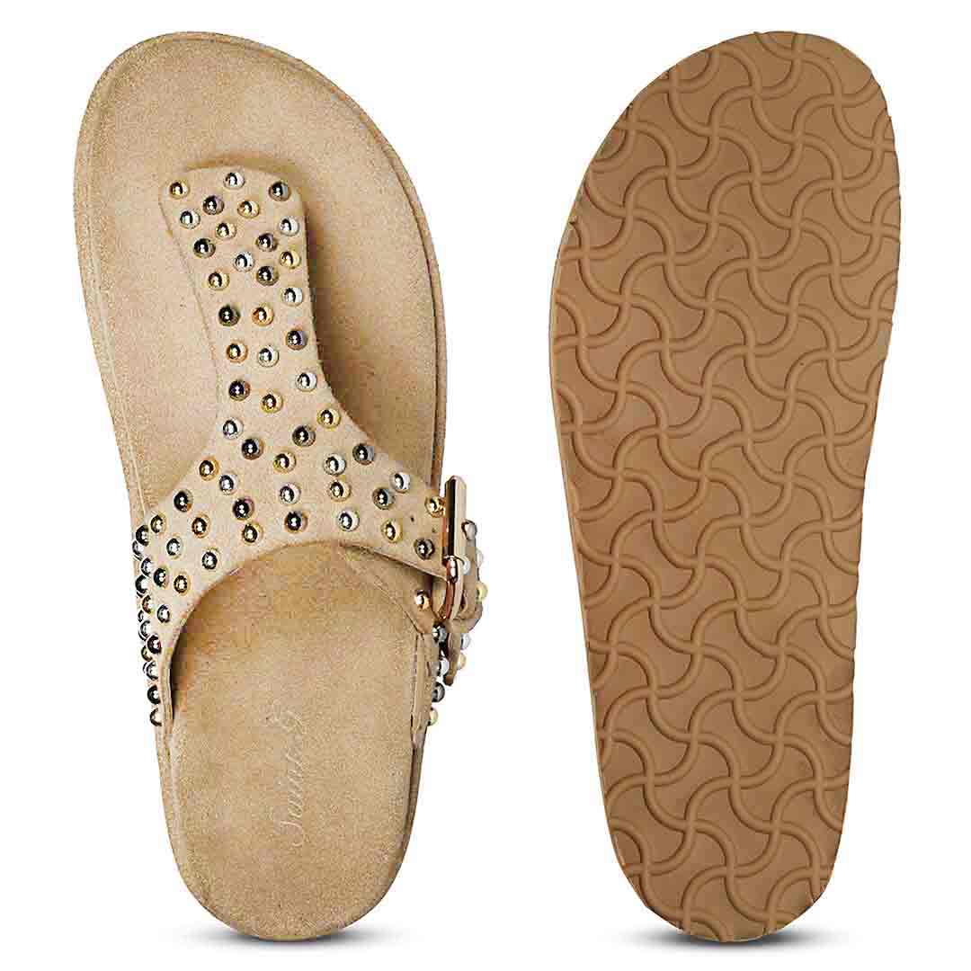 Saint Cappuccino Suede Leather Footbed Sandals - Image 6